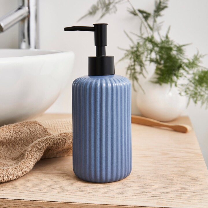 Dunelm Ceramic Ribbed Lotion Dispenser Blue ShopStyle Countertop Bath