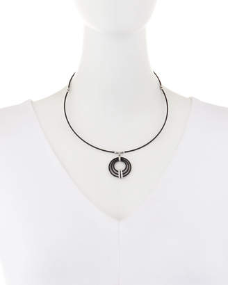 Alor Concentric Diamond Pendant Necklace, Black