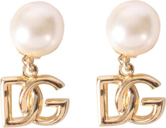 Dolce & Gabbana Embellished Logo Charm Earrings