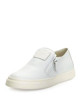 Giuseppe Zanotti Leather Double-Zip Sneaker, White