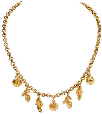 One Kings Lane Vintage Ferragamo 7-Charm Gold Necklace - Vintage Lux