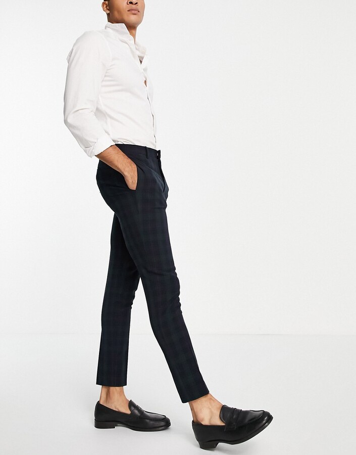 mens black super skinny suit trousers