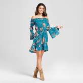 Thumbnail for your product : Xhilaration Women's Floral Print Off the Shoulder Long Sleeve Dress