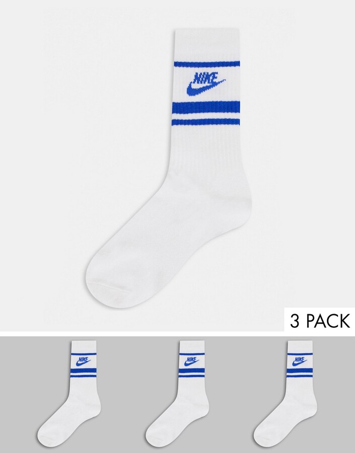 nike evry essential 3 pack socks in white