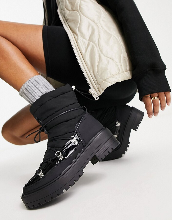 Only lace up padded chunky boots in black ShopStyle