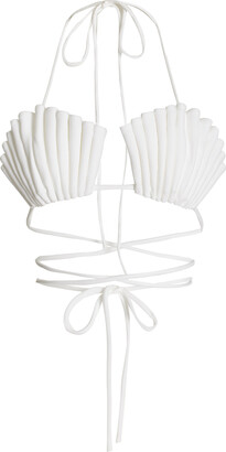 Monot Women's Pleated Seashell-shaped Bra Top In White,black | ModeSens