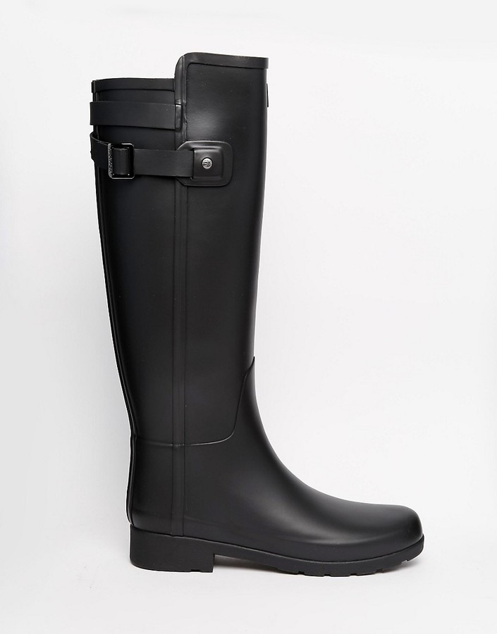 Hunter refined back strap black wellington boots - ShopStyle
