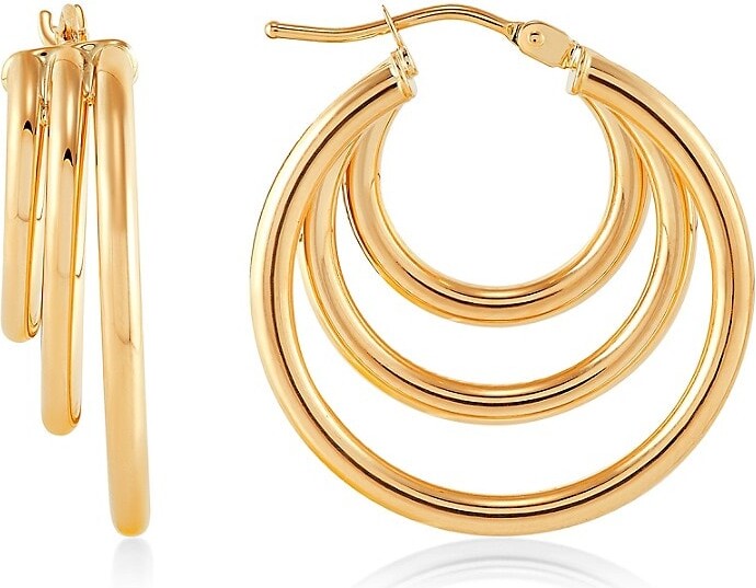 Saks Fifth Avenue 14K Yellow Gold Polished Triple-Row Hoop Earrings