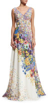 Thumbnail for your product : David Meister SLVLSS VNCK FLR MBR GOWN