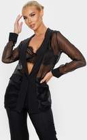 Thumbnail for your product : PrettyLittleThing Black Organza Sheer Blazer