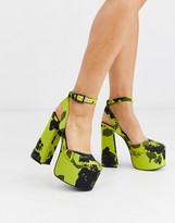 lime chunky block heel mule
