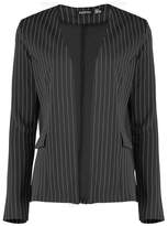 Thumbnail for your product : boohoo Pinstripe Collarless Blazer