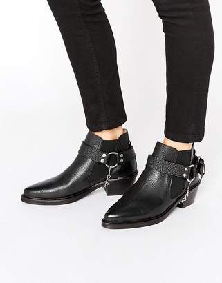Selected Rock Grained Harness Leather Ankle Boots