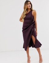 Thumbnail for your product : ASOS DESIGN one shoulder tuck detail midi dress