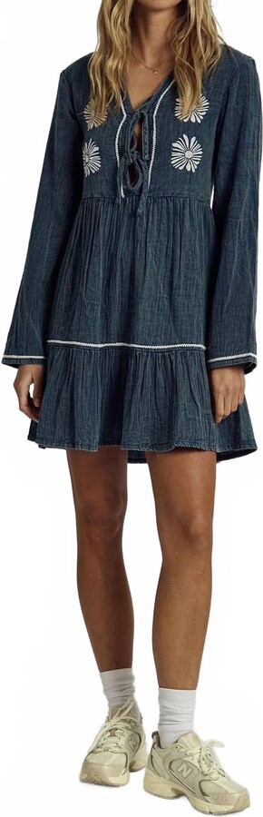 NATIVE YOUTH Denver Embroidered Dress In Blue