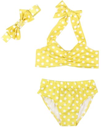 eKooBee Baby Girls Swimwear Polka Dot Swimsuit 3PC Swim Set