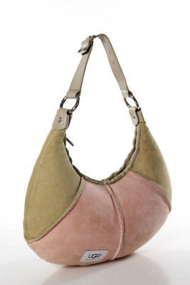 UGG Beige Suede 2 Tone Shoulder Handbag Size Small
