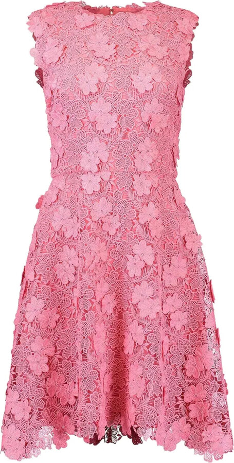 Monique Lhuillier Floral-Lace Dress