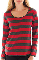 Thumbnail for your product : Liz Claiborne Long-Sleeve Striped Scoopneck Tee
