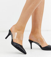 Thumbnail for your product : Simply Be extra wide fit Lottie clear strap mule in black