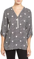 Thumbnail for your product : Chaus Women's 'Maritime Dot' Zip V-Neck Blouse