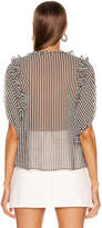 Thumbnail for your product : Icons Objects of Devotion Ruffle Lace Up Blouse in Black & White Stripe | FWRD