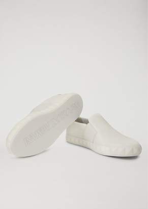 Emporio Armani Slip-On Shoes In Leather With Logo