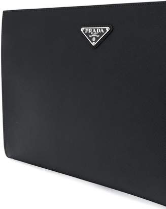 Prada logo plaque portfolio clutch