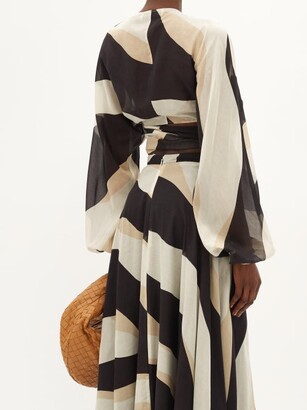 Raquel Diniz Kami Cotton-blend Cropped Wrap Top - Black Multi
