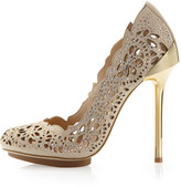 Thumbnail for your product : BCBGMAXAZRIA Peacock Cutout Embellished Pump, Powder