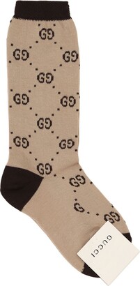 Gucci Logo Intarsia Cotton Blend Knit Socks