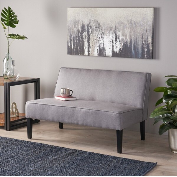 GDFStudioGravinaContemporaryArmlessUpholsteredLoveseatwithBirchWoodLegsGray