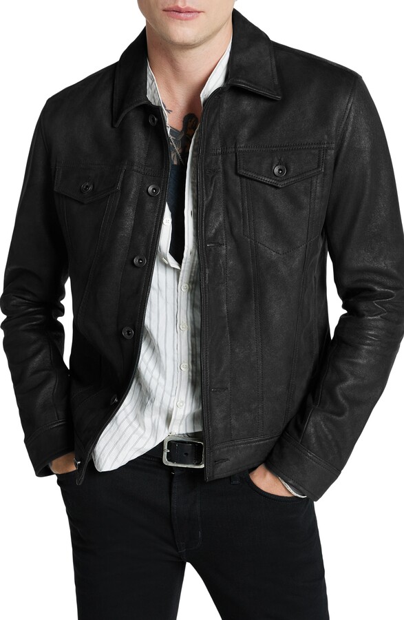 Andrew Sheepskin Leather Trucker Jacket