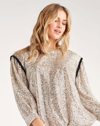 7 For All Mankind Long Sleeve Sequin Dress