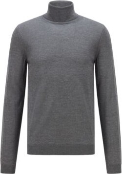 HUGO BOSS Turtleneck sweater in extra-fine Italian merino wool - ShopStyle