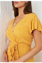 Thumbnail for your product : Love Frontrow Ditsy Floral Short Sleeve Maxi Wrap Dress | Yellow