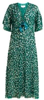 Thumbnail for your product : Luisa Beccaria Bow-trimmed Sequinned Chiffon Dress - Green