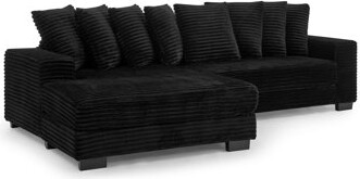 Latitude Run Corduroy Tufted Upholstered Sleeper Sectional Sofa L-Shaped Modular Convertible Sofa  Can Freely Change The Position Of The Footrests (Assembly Is R