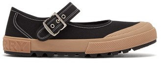 Burberry Canvas Mary-jane Flats - Womens - Black