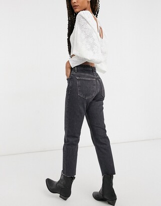 Topshop straight jeans in extreme washed black