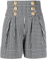 Thumbnail for your product : Balmain High-Waisted Embossed-Button Check Shorts