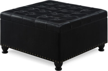 Red Barrel Studio Square With Storage And Medium-Soft Seat For Relaxation Spacious Button Top Solid Wood Legs Living Room