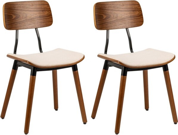 NordlysSetof2WoodandBeigeVelvetDiningChairsModernDesignStyleUpholsteryDiningRoom