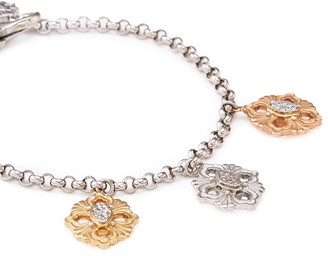 Buccellati 'Opera' diamond 18k gold floral charm bracelet
