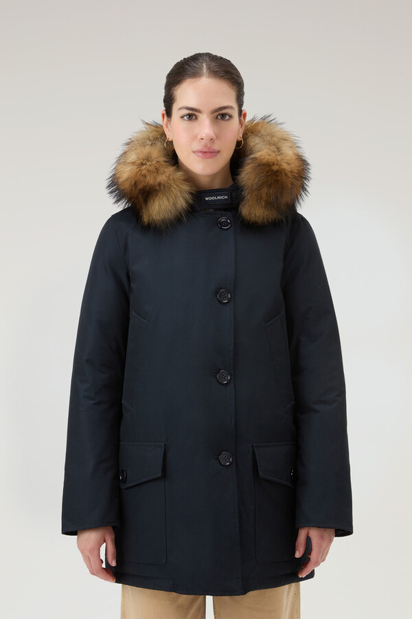Navy Coat Fur Trim Hood | ShopStyle