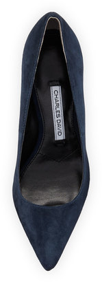 Charles David Caterina Suede Point-Toe Pump, Navy