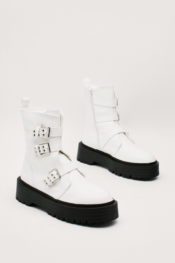 white strap boots