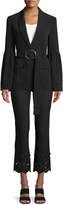 Thumbnail for your product : Derek Lam 10 Crosby Shawl-Collar One-Button Crepe Blazer with Belt
