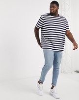 Thumbnail for your product : Polo Ralph Lauren Big & Tall stripe player logo t-shirt in navy/white