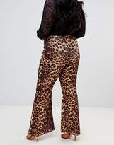 Thumbnail for your product : Lasula Plus Front Split Flared Trouser In Leopard Print